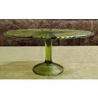 Стеклянная тортница или фруктовница зеленого цвета НЁМАН эпохи СССР