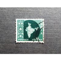 Марка Индия 1957 год Карта