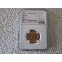 20  марок  ,   Германия  ,  Пруссия  ,  Вильгельм  2  ,   1914  год .NGC MS63