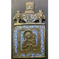 Икона Богоматерь Одигитрия Смоленская. Средник складня XVIII-XIX век, эмаль