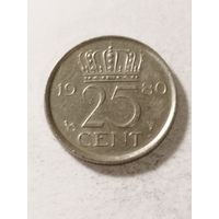 Нидерланды 25 центов 1980