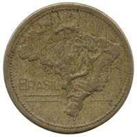 Республика Соединённые Государства (Штаты) Бразилии (Бразилия). 1 крузейро 1946. Карта страны.