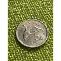Тувалу 5 центов 1976 г ( KM#3 Елизавета || , Тигровая акула , малый Тираж: 26.000 )