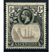 Британские колонии - Асенсьон (о-в Вознесения) - 1924/33г. - корабль, 1/2 р - 1 марка - чистая, без клея, пятна на лицевой стороне [Mi 10]. #3-WB-96-B-2