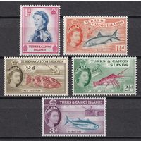 83.BrK. Великобритания. Колонии. Теркс и Кайкос. Елизавета II. 1957 г. Mi.##163-167.
