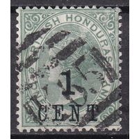 58.BrKCI. Великобритания. Колонии. Британский Гондурас. Стандарт. Виктория. Надпечатка нового номинала. 1891 г. 1C. Mi.#28.
