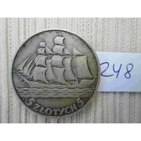 5 злотых 1936 кораблик