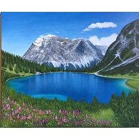 Картина маслом "Горное озеро", 50/60 см