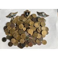 Сборный лот монет СССР различных годов+ 3 значка классности! С рубля