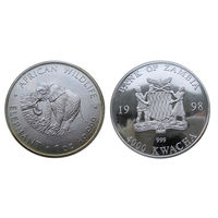 Замбия 4000 квача 1998 Слон Ag 999