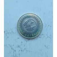 Казахстан 100 тенге 2025 год серия животный мир Казахстана сокол биметалл