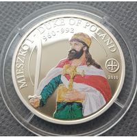 Палау 2 доллара 2010 год, " Мешко I - Польский князь " + сертификат, Proof