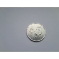 5 центов 1991 года. Литва. UNC