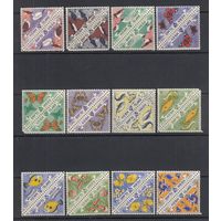 Бабочки Рыбы Цветы Птицы Фауна Флора 1954 Остров Херм MNH полная серия 12 м зуб Пары Лот