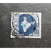 Марка Индия 1957 год Карта