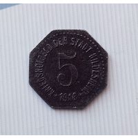 5 пфеннигов 1918 года Германия. Нотгельд - город Хильдесхайм. Диаметр 18.3 мм.