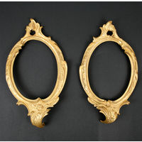 Пара овальных рамок для миниатюр (фотографий) c цветочным орнаментом в стиле рококо, бронза. Европа, начало XX века