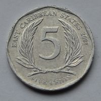 Восточные Карибы, 5 центов 2008 г.