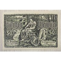 Нотгельд Санкт-Блазиен, 50 пфеннигов 1920 год. Веймарская республика.