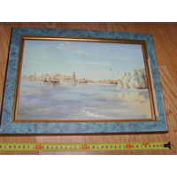 Морской пейзаж . Картина маслом подписная