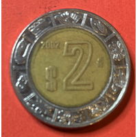 Мексика 2 песо 2002г. биметалл