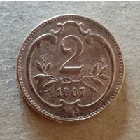 Австрия 2 геллера 1907 год,  KM# 2801
