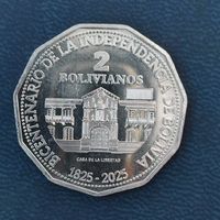 Боливия 2 боливиано, 2025 200 лет Независимости