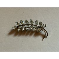 Брошь Веточка под горный хрусталь Чехия 40-50-е гг