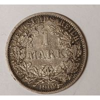 С рубля без мц! 1 марка 1902 Германия - серебро! Нечастый год! Приятная патина!
