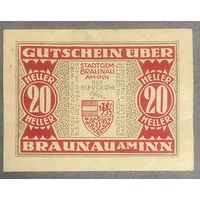 Нотгельды Австрия Браунау 20 геллеров 1920 год