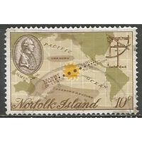 Норфолк. 200 лет наблюдений Д.Куком Венеры над Таити. 1969г. Mi#101.