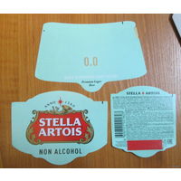 Пивная этикетка Стелла Артуа безалкогольное. Светлое пастеризованное
