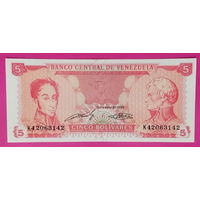 Венесуэла. 5 боливаров 1989 года. UNC.