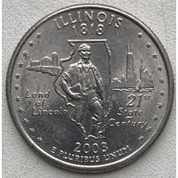 США 25 центов (квотер) 2003 г. P. Штат Иллинойс