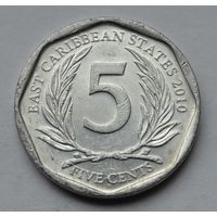 Восточные Карибы, 5 центов 2010 г.