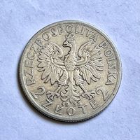 Монета СЕРЕБРО Польша 2 злотых 1933 год Ядвига ОТЛИЧНЫЕ