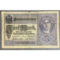 Банкнота 5 марок 1917 год. Германская империя.