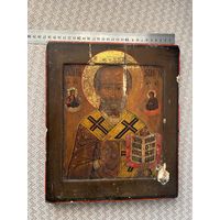 Икона Святитель Николай Чудотворец со Спасом и Богоматерью в облаках