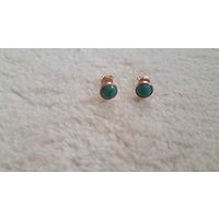 Серьги 585 проба с бирюзой.