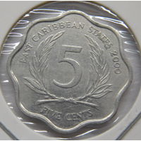 Восточные Карибы 5 центов 2000 г