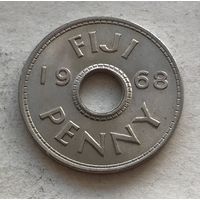Фиджи 1 пенни 1968 Елизавета II - UNC, последний год чекана!
