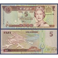 Фиджи, 5 долларов 2002 г., P-105b (AG, королева Елизавета II), UNC