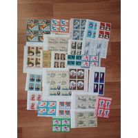 25 квартблоков чистых марок СССР с номерами