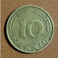 Монета 10 пфеннигов 1990 ФРГ. С рубля без МЦ.