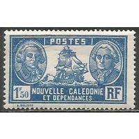 Новая Каледония. Лаперуз и Де Бугенвиль. Мореходы. Парусник L'Astrolabe. 1928г. Mi#160.