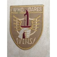 Нарукавный знак, нашивка, патч. "Who Dares Wins". Подразделения специального назначения. Девиз: Кто рискует - тот победит!