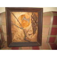 Картина "Ночь" - натуральная кожа