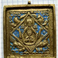 Икона Плашка Божией МатериЗнамение- Эмаль, Оригинал 19 века, с рубля!!!