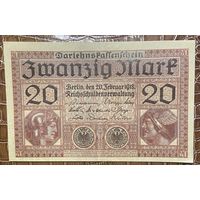 Банкнота 20 марок 1918 год. Германская империя.