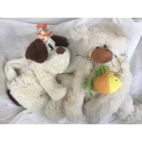 Мягкая игрушка Кот с рыбкой и собака рюкзачок сумочка Все мягкое плюшевое Продаются вместе цена за все